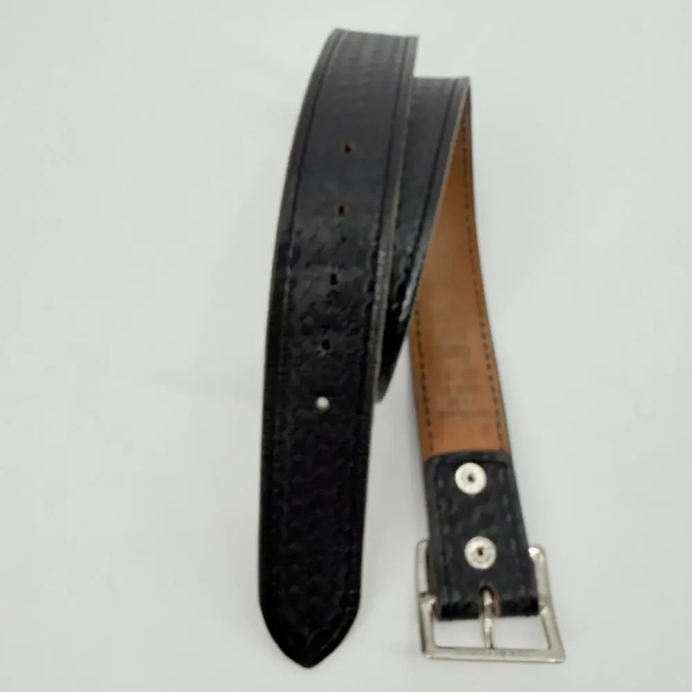 Safrariland Basketweave Leather Mens Belt Sz 36 Police Brass Buckle Model 51